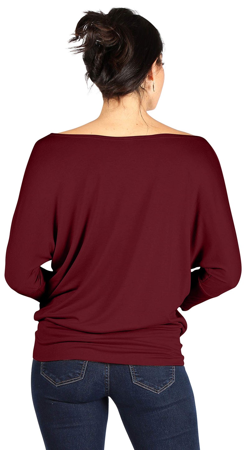Simlu Burgundy 3/4 Sleeve Shirt - Burgundy Round Neck Top - Plus Size Sexy Tops for Women (Size X-Large) - Image 3